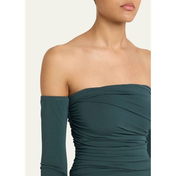 TOVE Ina Gathered Off-The-Shoulder Dress in Teal Size FR40/US8 $1430 - Picture 4 of 12
